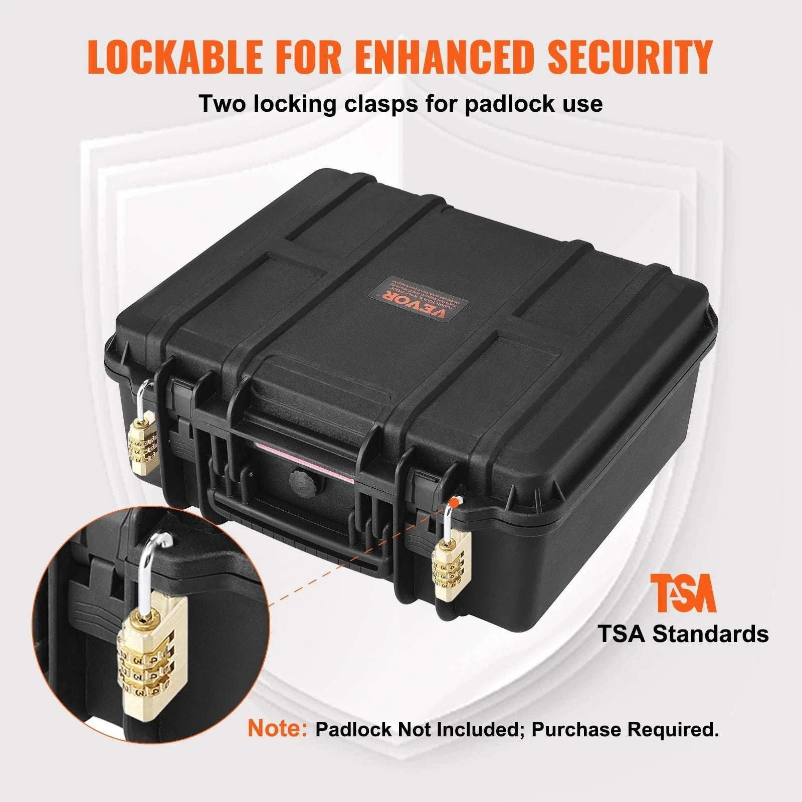 Hard Pistol Case with Pre-Cut Foam IP67 Waterproof TSA Lockable-19.3x17.1x8.3in Foam / United States
