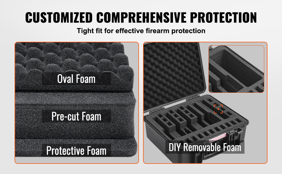 Hard Pistol Case with Pre-Cut Foam IP67 Waterproof TSA Lockable