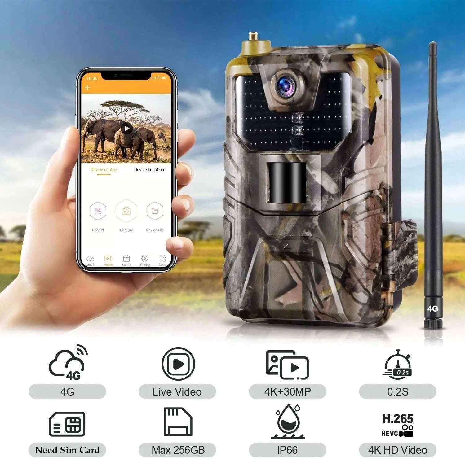 HC900PRO 4G Wireless Trail Camera with Live App and 30MP Night Vision-USA VERSION