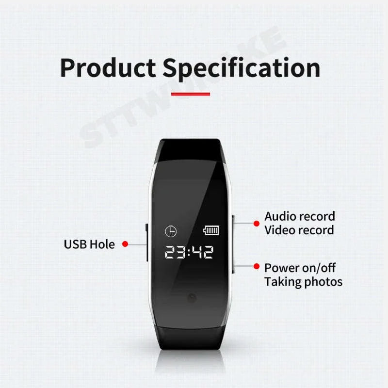 HD 1080P Mini Camera Watch with Voice Recorder and 4GB Storage-D5 / 256GB