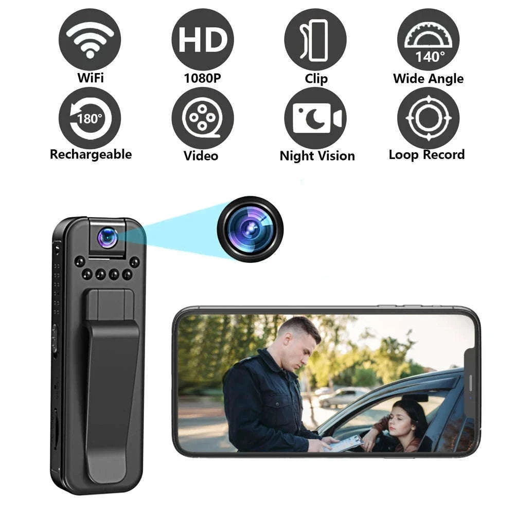 HD 1080P Mini Camera with Night Vision and Back Clip-without WiFi / United States