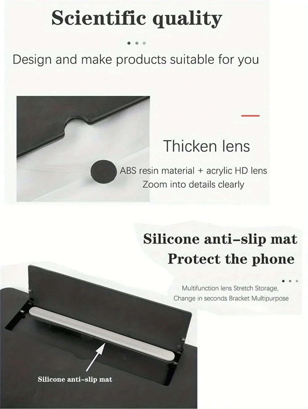 HD Mobile Phone Screen Amplifier with Stand-12 inch white