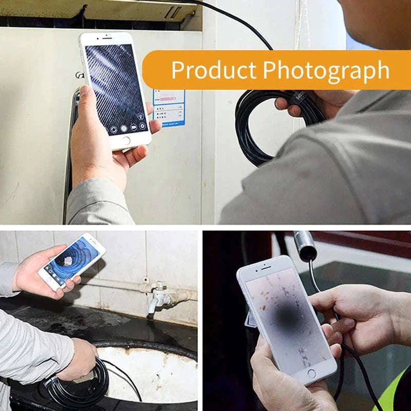 HD Waterproof Endoscope Camera with Semi‑Rigid Cable for Tight‑Space Inspection-1080P 8MM soft wire / 3m