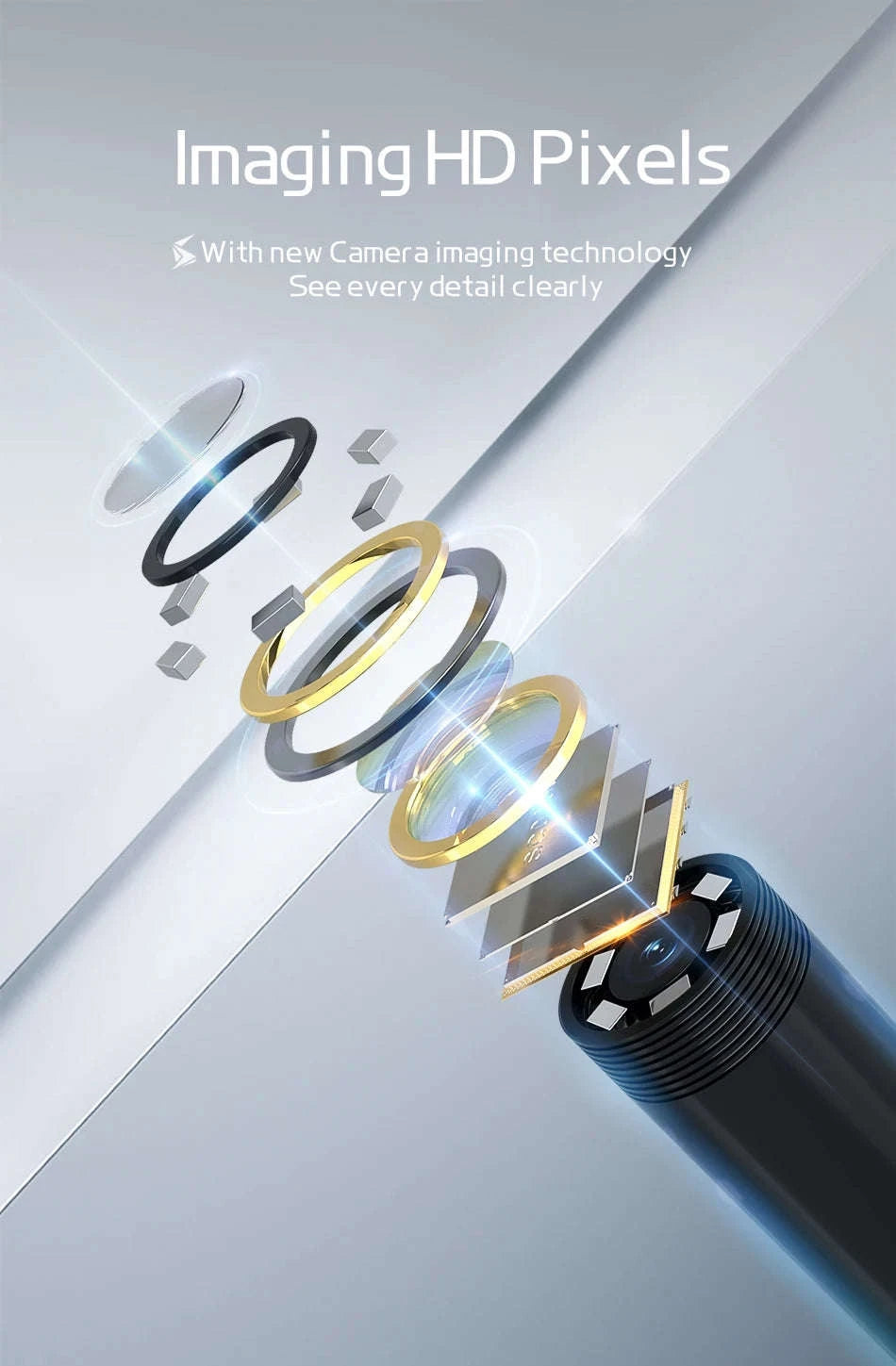 HD Waterproof Endoscope Camera with Semi‑Rigid Cable for Tight‑Space Inspection-1080P 8MM soft wire / 3m