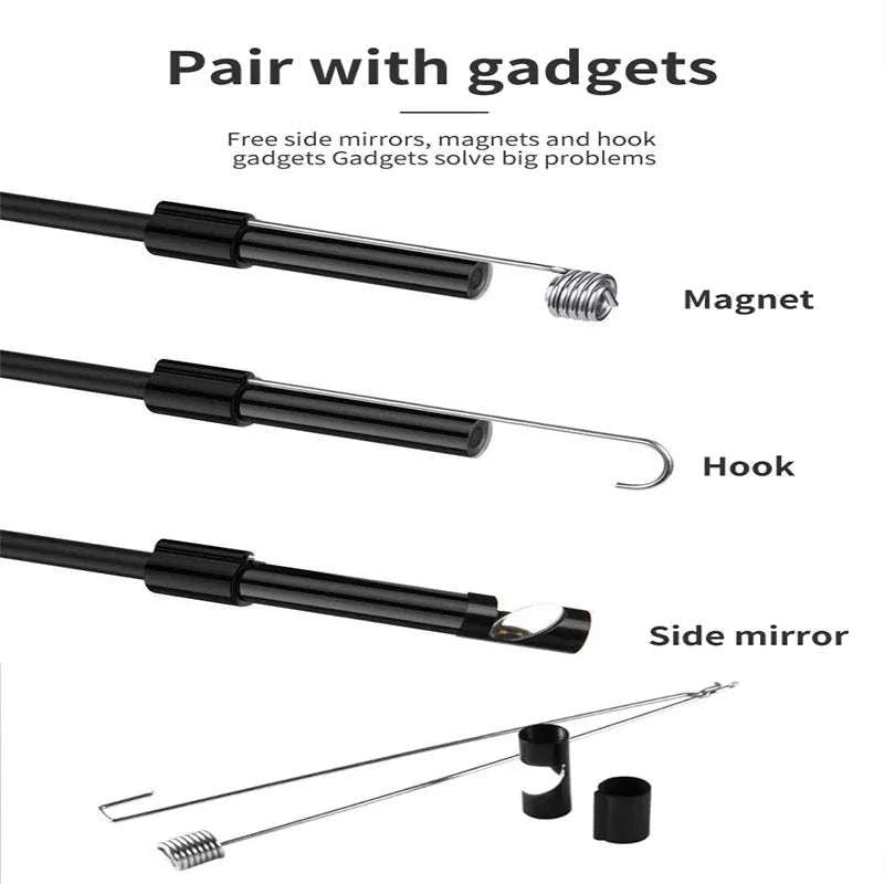 HD Waterproof Endoscope Camera with Semi‑Rigid Cable for Tight‑Space Inspection-1080P 8MM soft wire / 3m