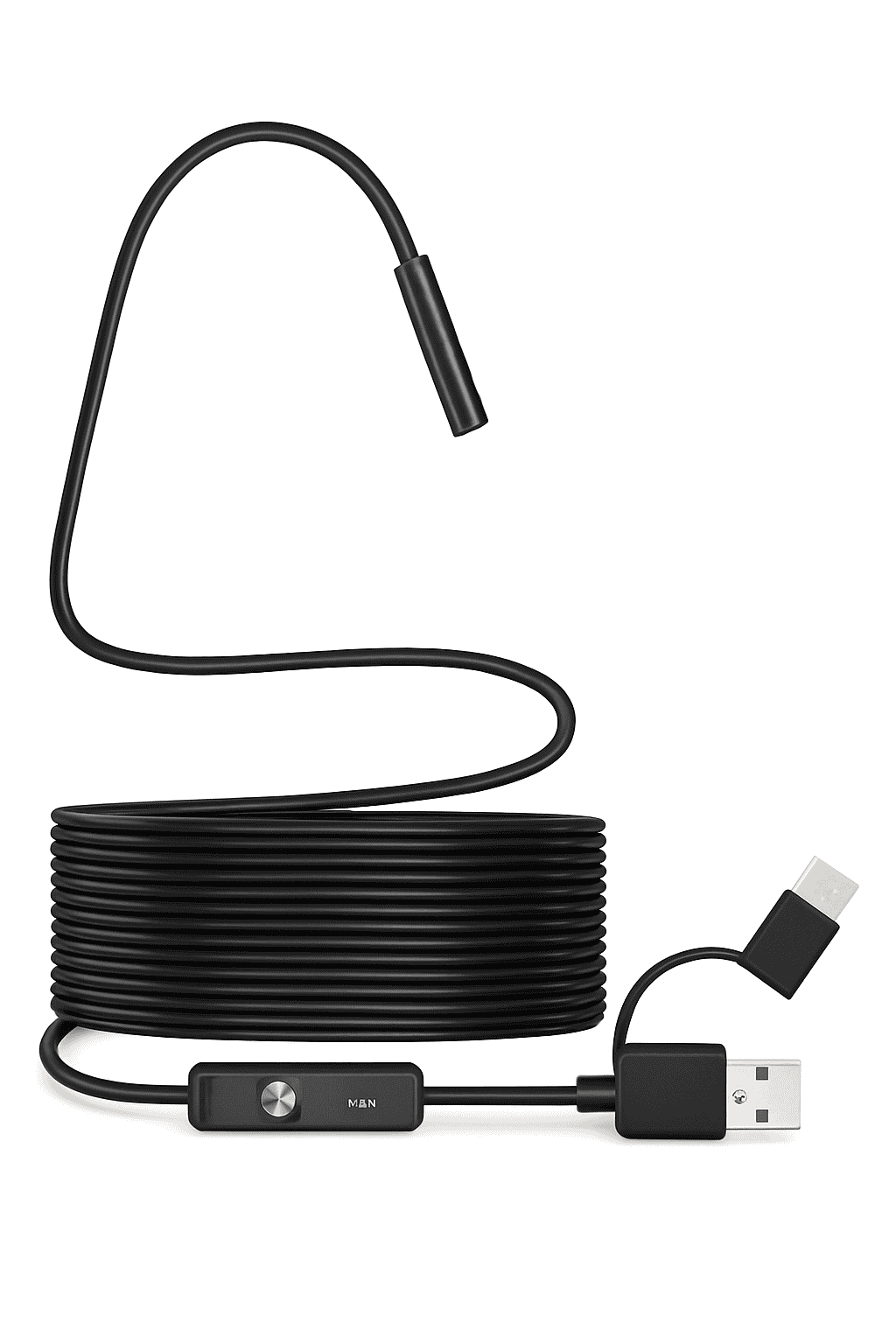 HD Waterproof Endoscope Camera with Semi‑Rigid Cable for Tight‑Space Inspection-1080P 8MM soft wire / 3m