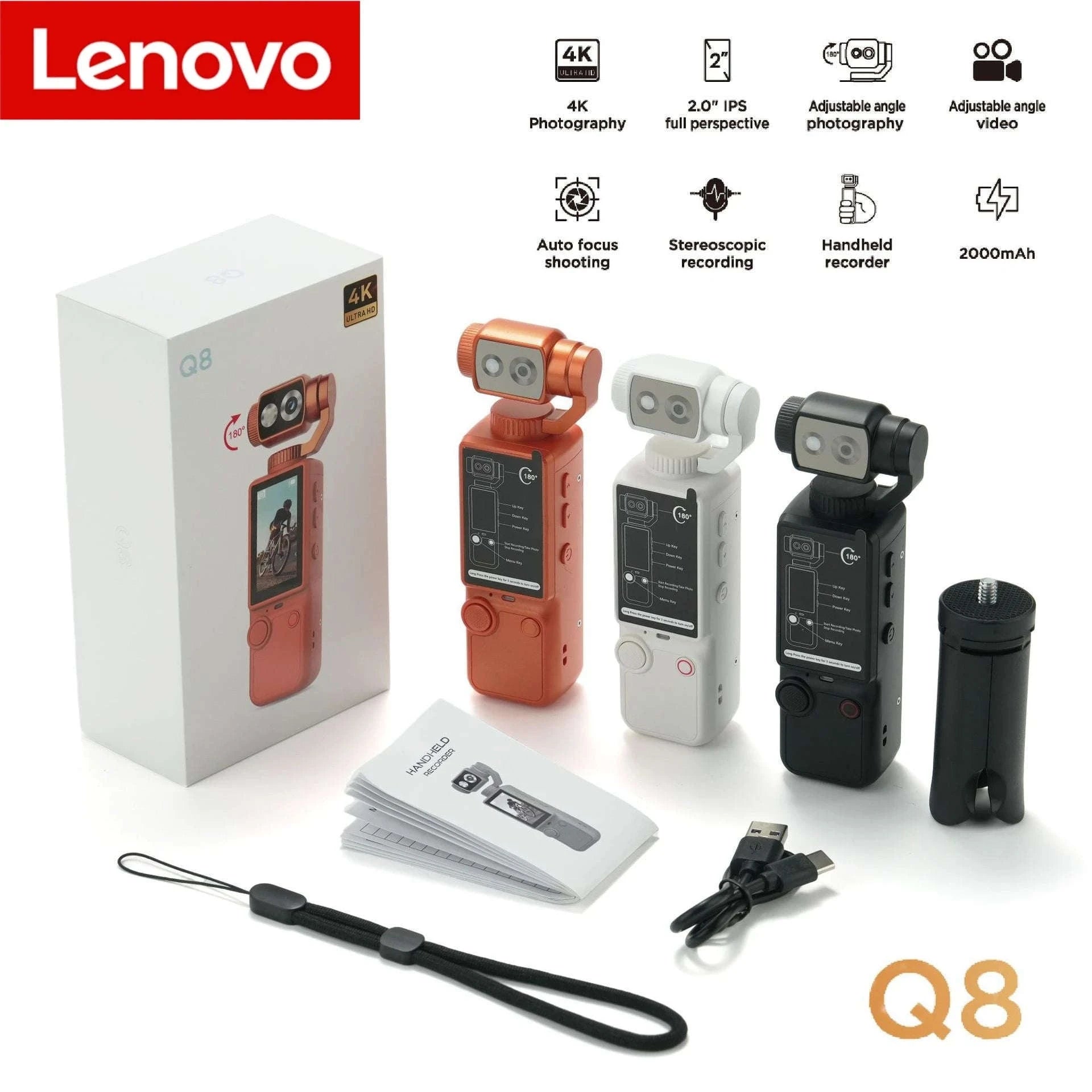 HD WiFi Wearable Camera with Fill Light-orange