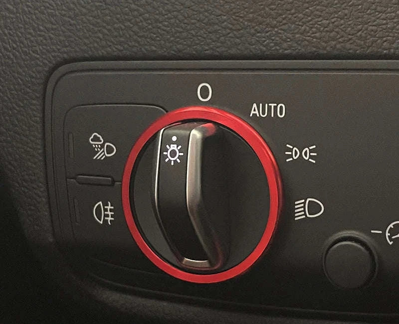 Headlight Adjust Switch Decoration Ring for Audi Interior Trim-Germany / Red