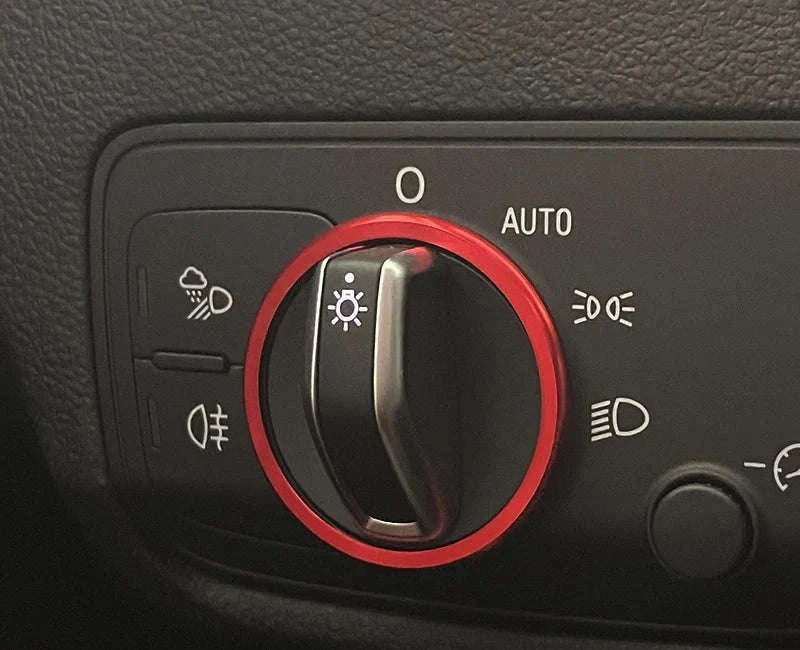 Headlight Adjust Switch Decoration Ring for Audi Interior Trim-Germany / Red
