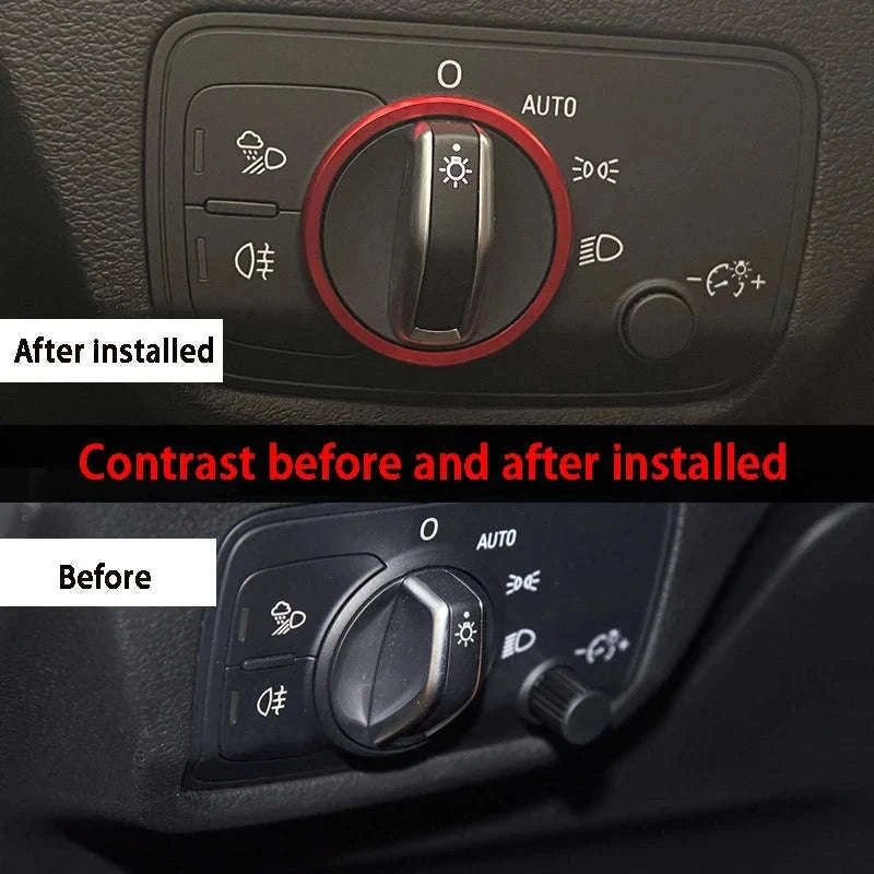 Headlight Adjust Switch Decoration Ring for Audi Interior Trim-Germany / Red