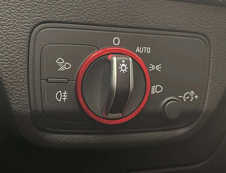 Headlight Adjust Switch Decoration Ring for Audi Interior Trim-Germany / Red