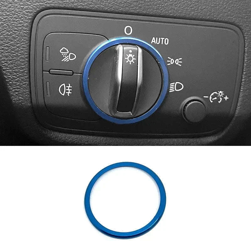 Headlight Adjust Switch Decoration Ring for Audi Interior Trim-Germany / Red