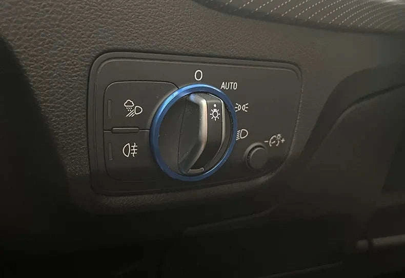 Headlight Adjust Switch Decoration Ring for Audi Interior Trim-Germany / Red