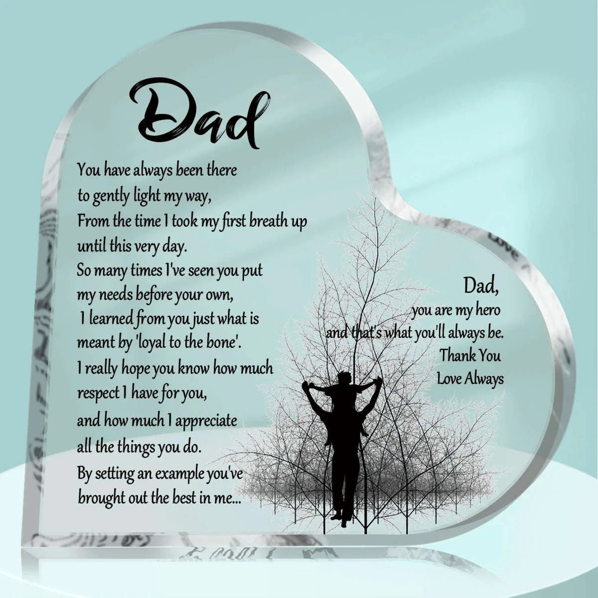 Heart Shape Acrylic Plaque for Dad – Meaningful Keepsake Gift-1pc B / 10x10cm