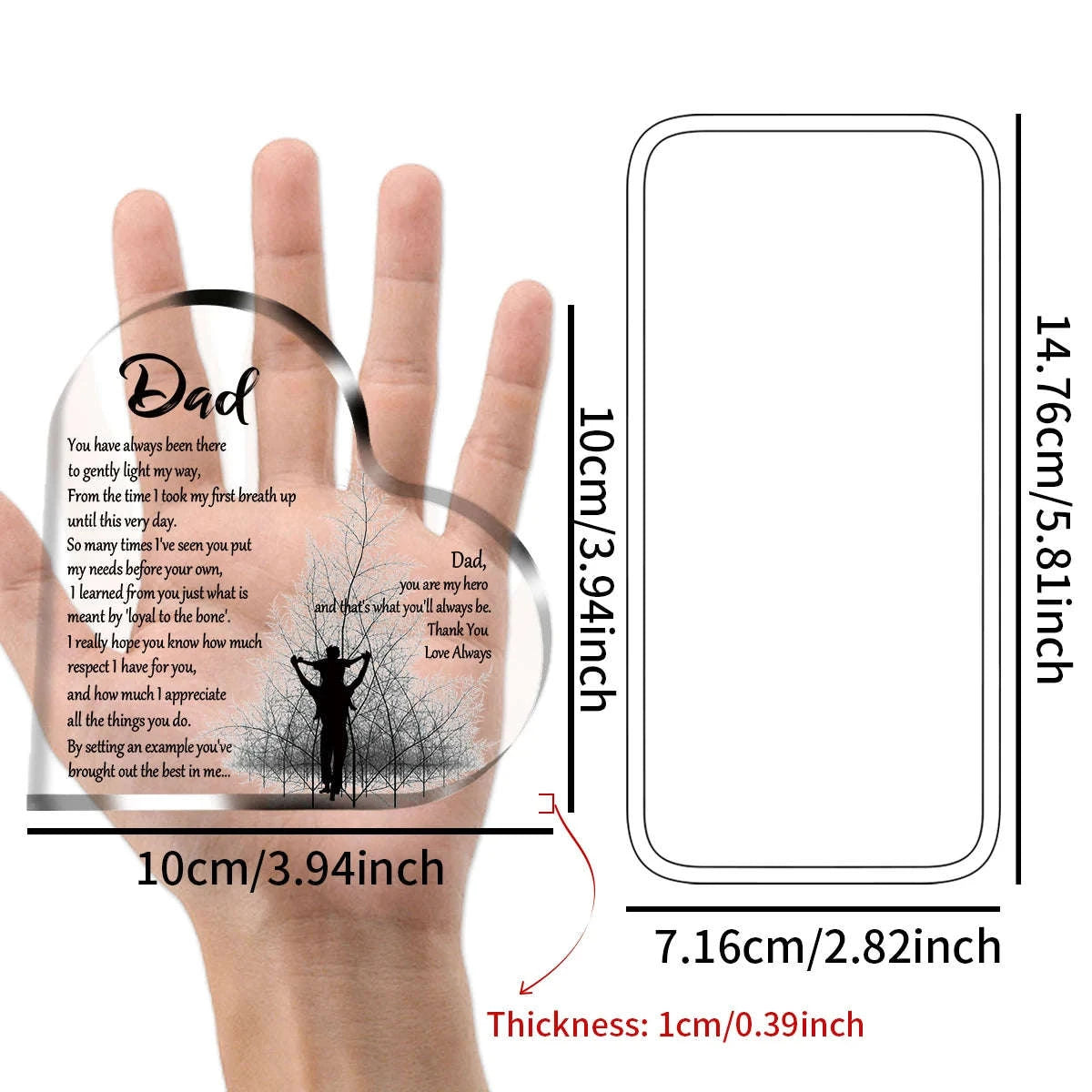 Heart Shape Acrylic Plaque for Dad – Meaningful Keepsake Gift-1pc B / 10x10cm