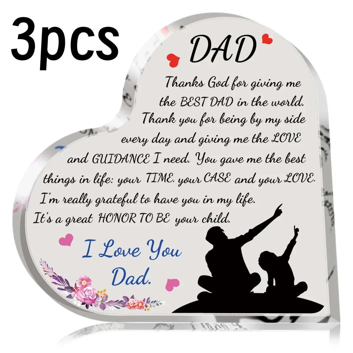Heart Shape Acrylic Plaque for Dad – Meaningful Keepsake Gift-1pc B / 10x10cm
