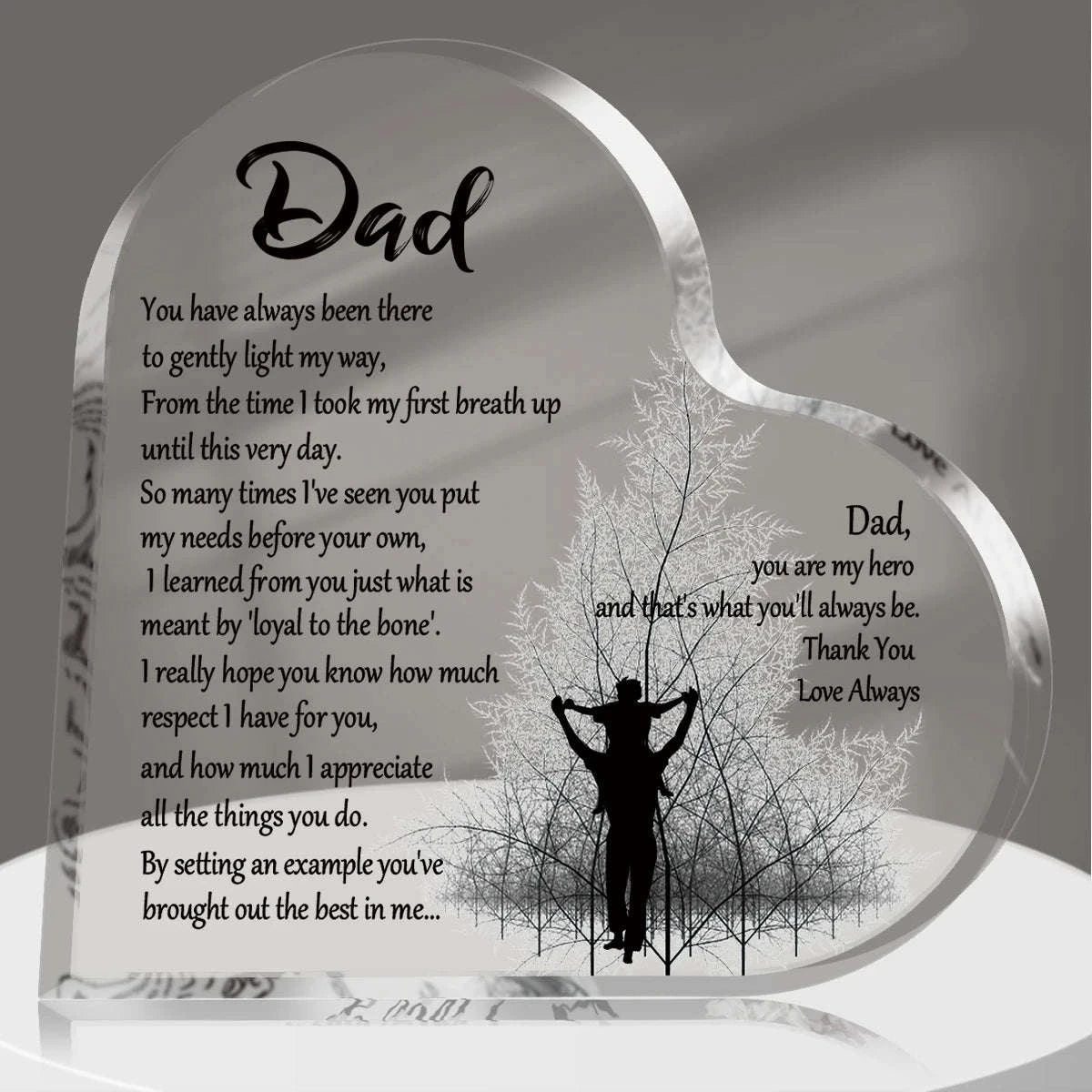 Heart Shape Acrylic Plaque for Dad – Meaningful Keepsake Gift-1pc B / 10x10cm