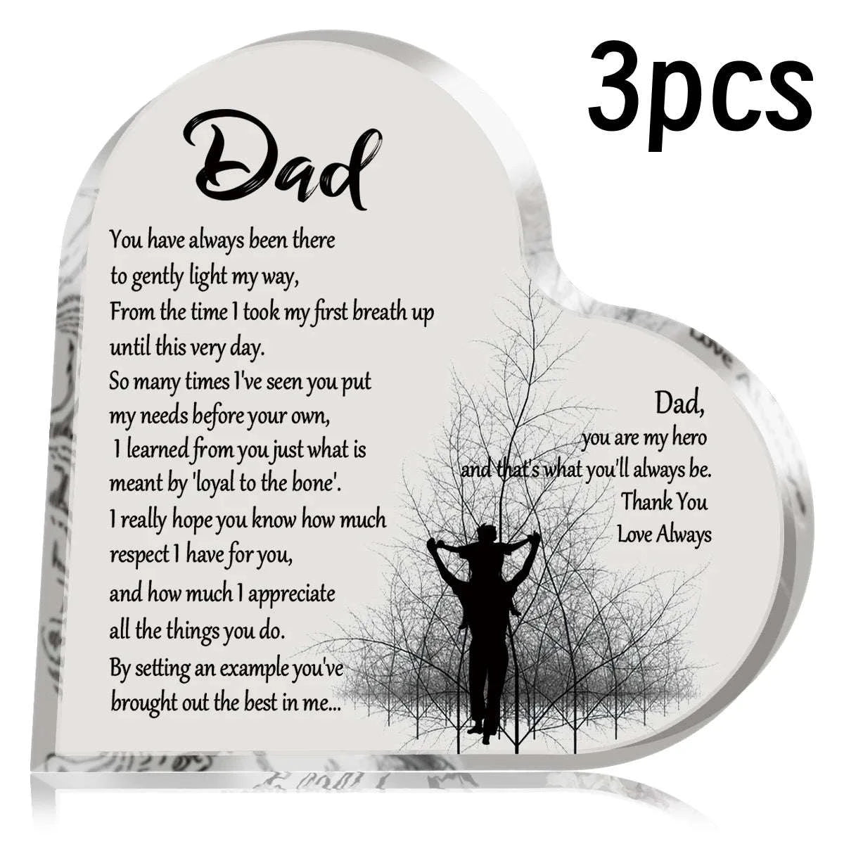 Heart Shape Acrylic Plaque for Dad – Meaningful Keepsake Gift-1pc B / 10x10cm