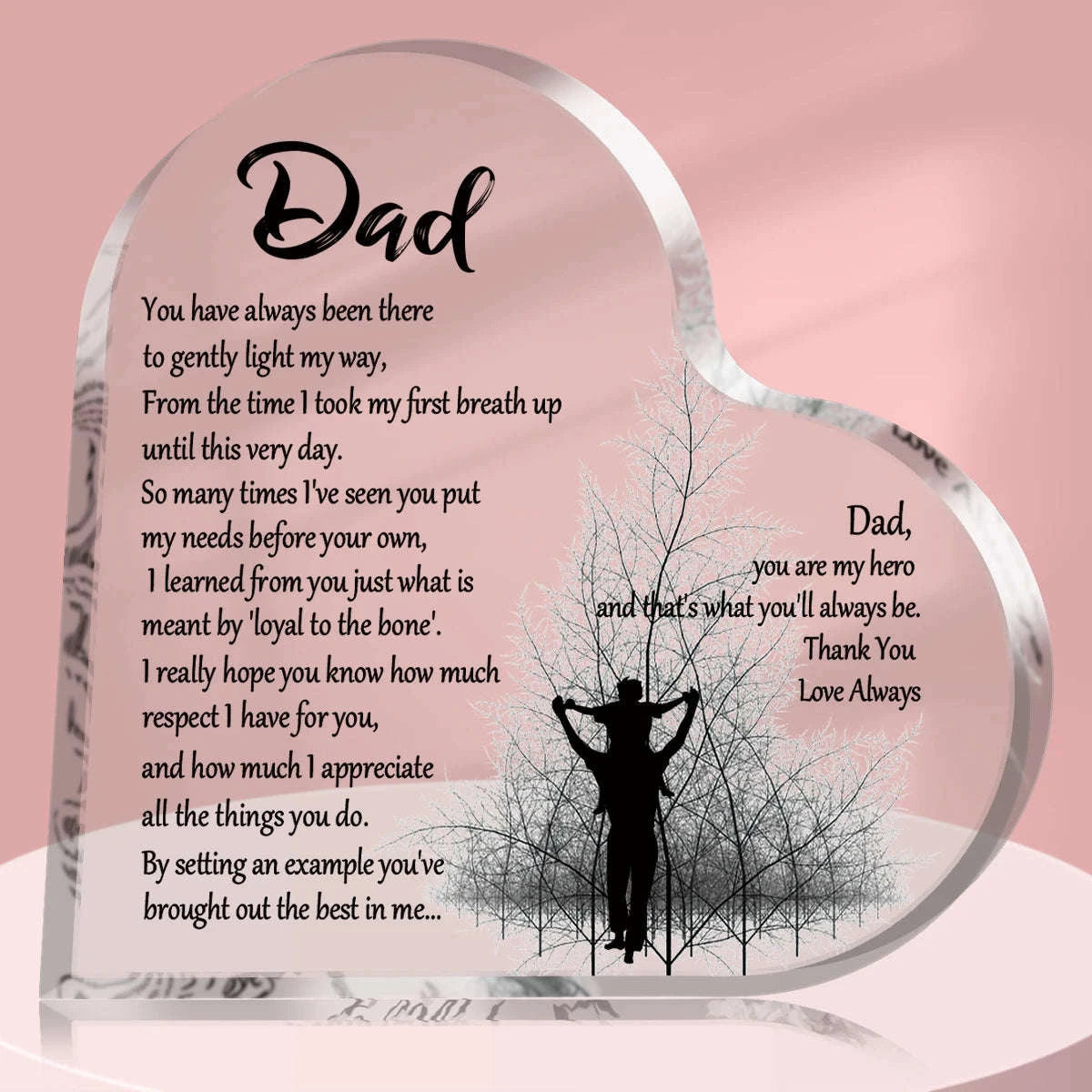 Heart Shape Acrylic Plaque for Dad – Meaningful Keepsake Gift-1pc B / 10x10cm