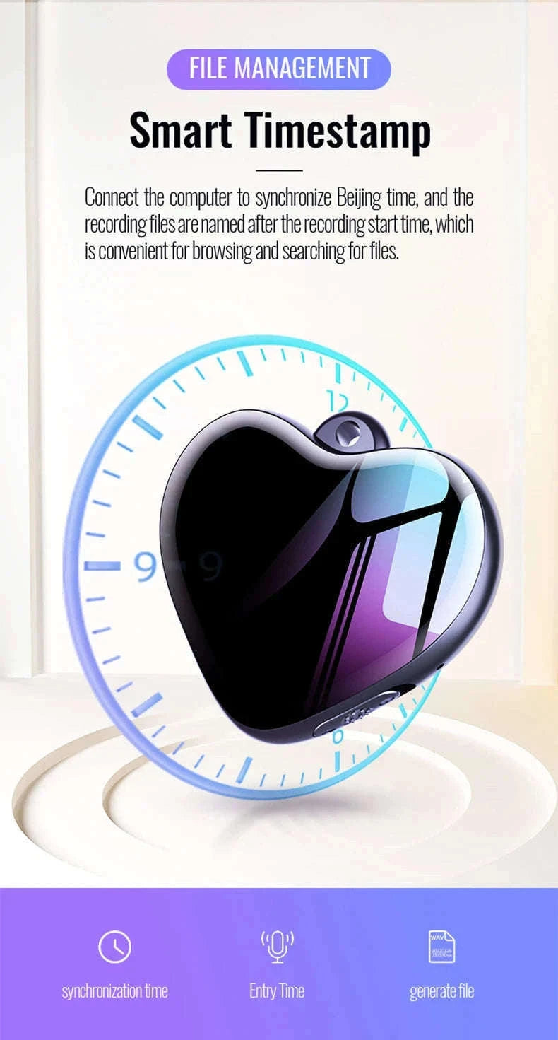 Heart-Shaped Voice Recorder Q66 for Clear, Organized Audio-With  iPhone OTG / CHINA / 8 GB