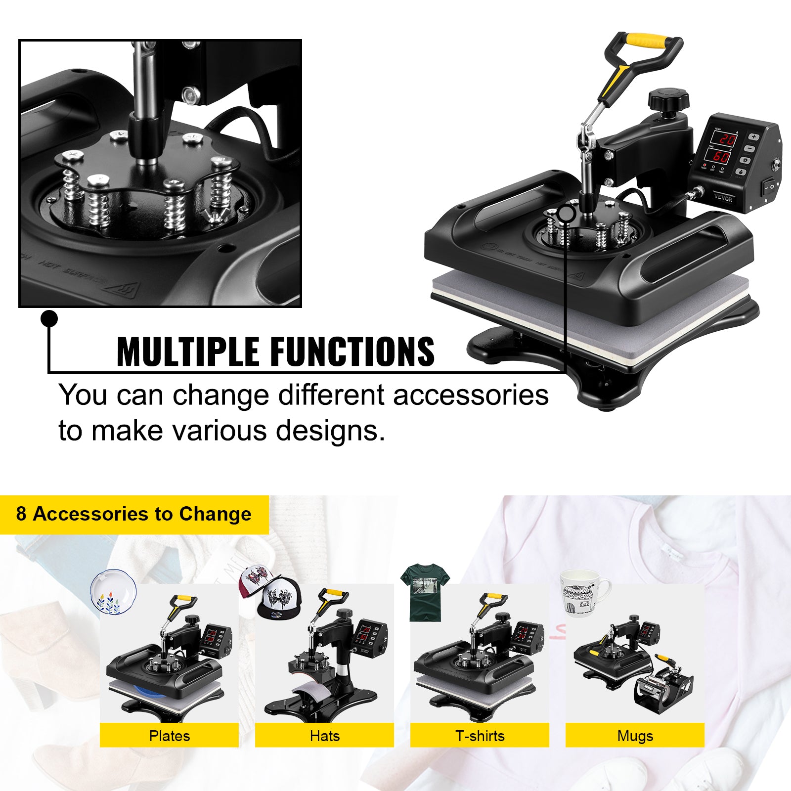 8-in-1 Heat Press Machine 12x15 Combo for T-Shirts, Mugs, Caps