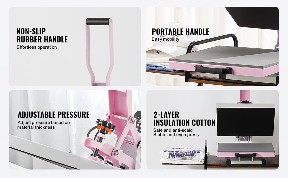SucceBuy Heat Press 15 x 15 in Heat Press Machine Slide Out Heat Transfer Machine Fast Even Heating 2-Layer Insulation Cotton