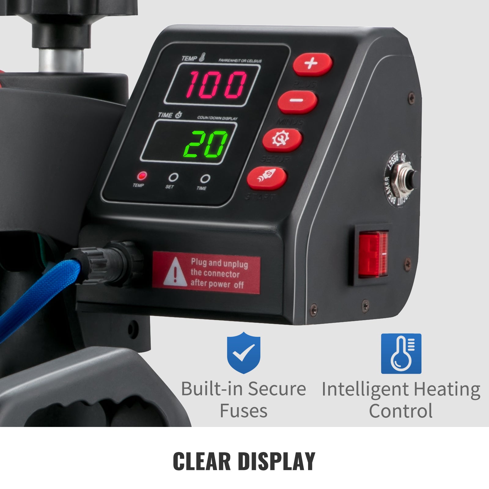 5-in-1 Heat Press Machine 12x15" Clamshell Digital Control