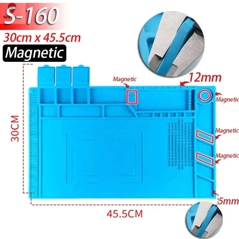 Heat Resistant Silicone Soldering Mat – Durable, Anti‑Static Work Surface for Electronics Repair-S-100(No magnetic)