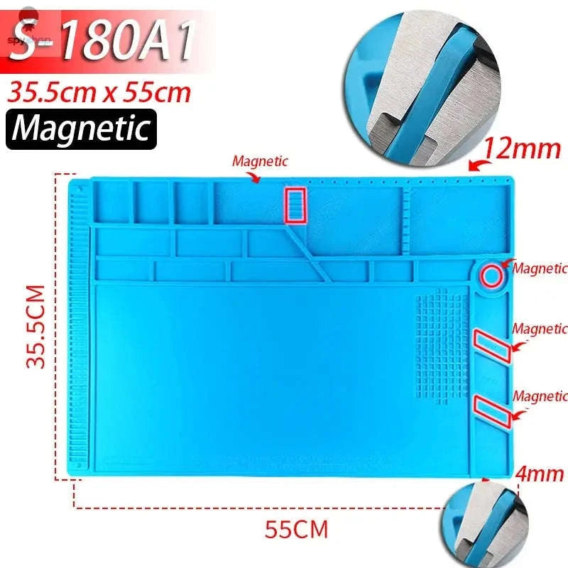 Heat Resistant Silicone Soldering Mat – Durable, Anti‑Static Work Surface for Electronics Repair-S-100(No magnetic)