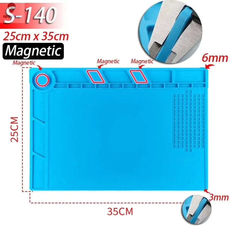 Heat Resistant Silicone Soldering Mat – Durable, Anti‑Static Work Surface for Electronics Repair-S-100(No magnetic)
