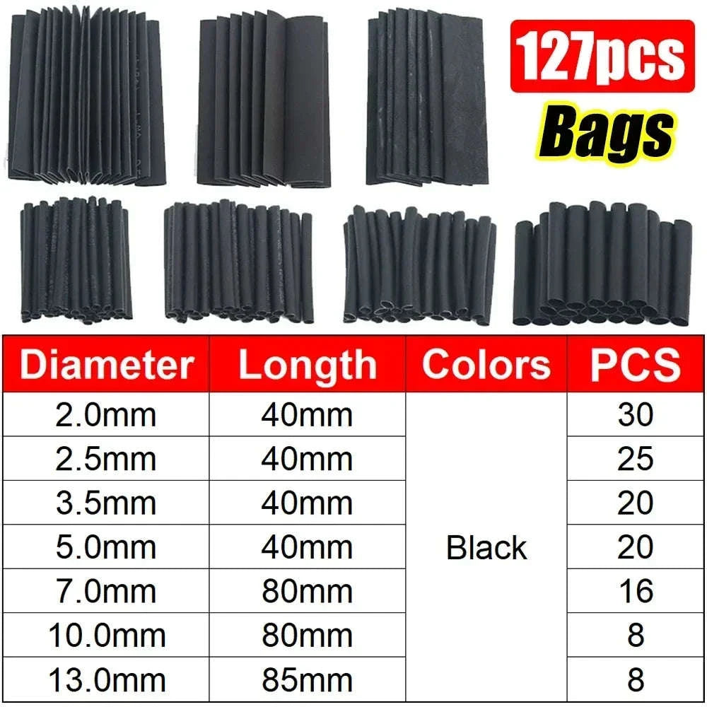 Heat Shrink Tube Kit – Thermoresistant Insulation Tubing-Black- 330pcs(box) / Mixed-size