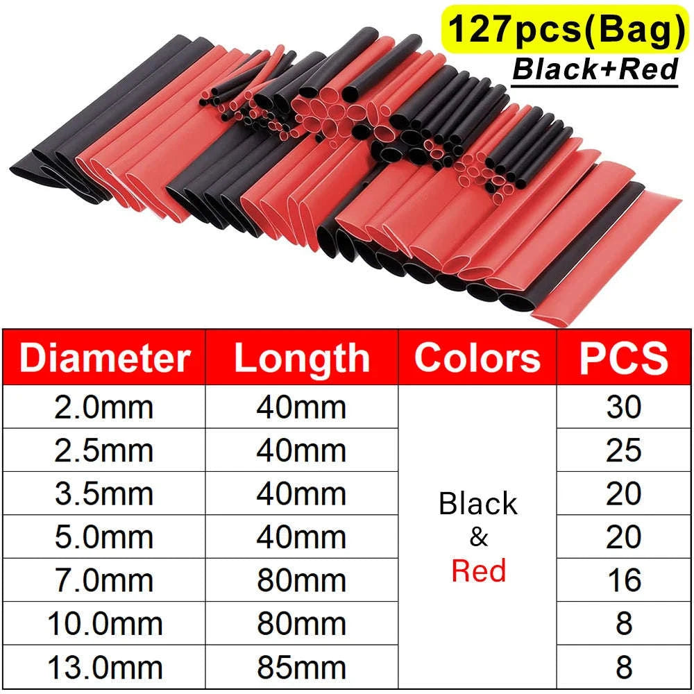 Heat Shrink Tube Kit – Thermoresistant Insulation Tubing-Black- 330pcs(box) / Mixed-size