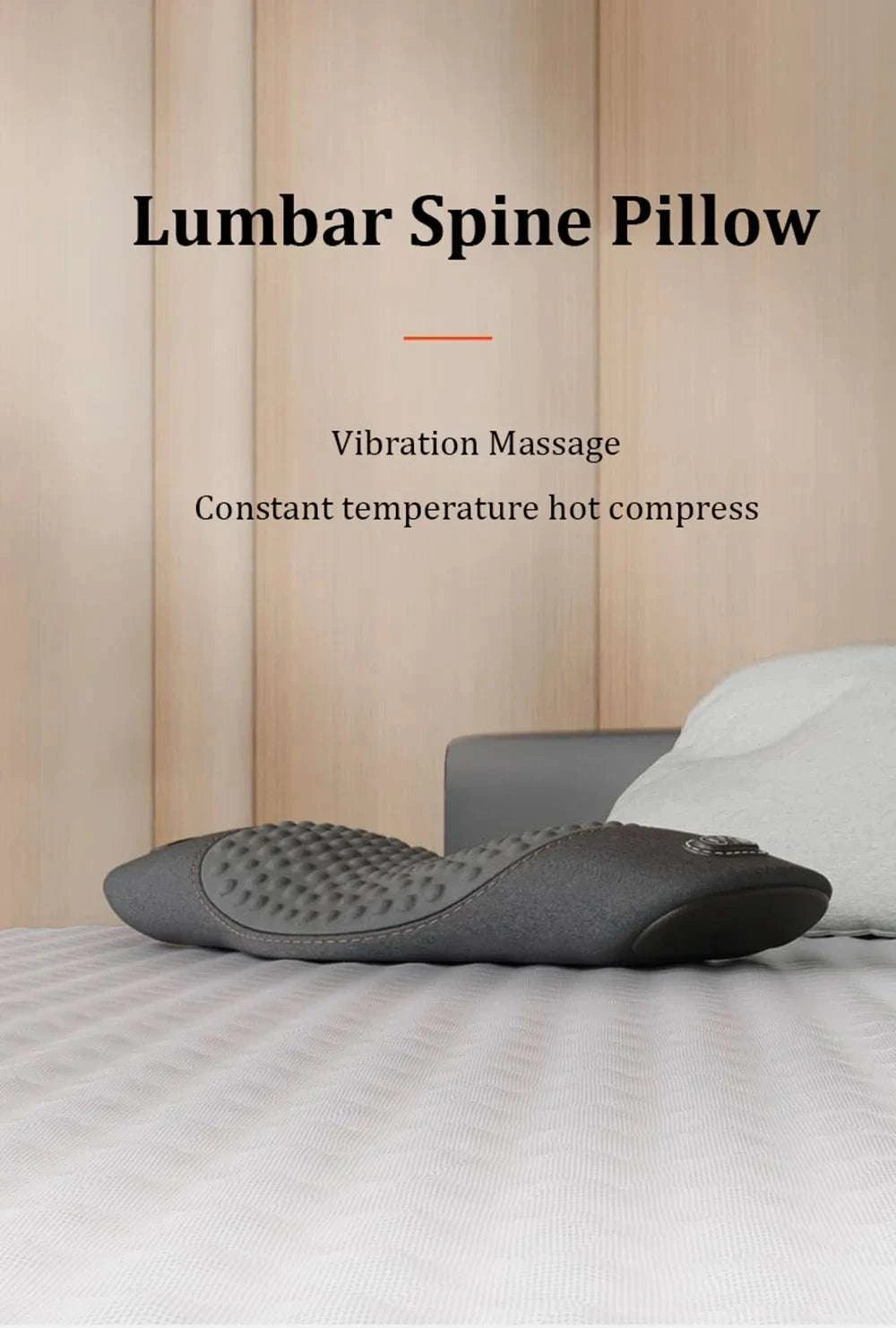 Heated Lumbar Support Pillow with Massage – Memory Foam Waist Pad-Dark gray