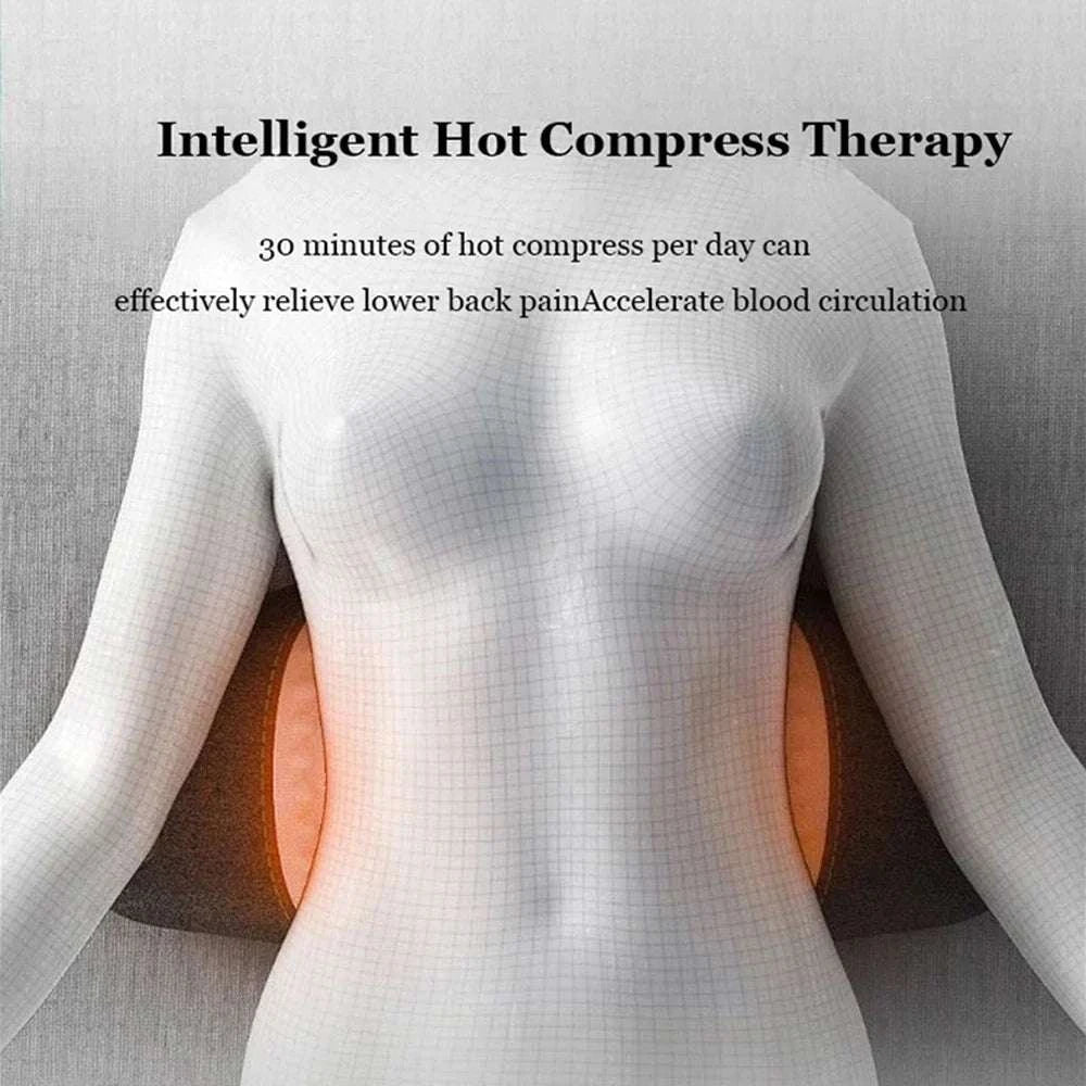 Heated Lumbar Support Pillow with Massage – Memory Foam Waist Pad-Dark gray
