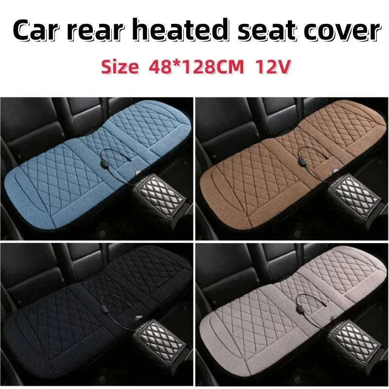 Heated Rear Car Seat Cover 12V Winter Warmth Cushion-Black 12V