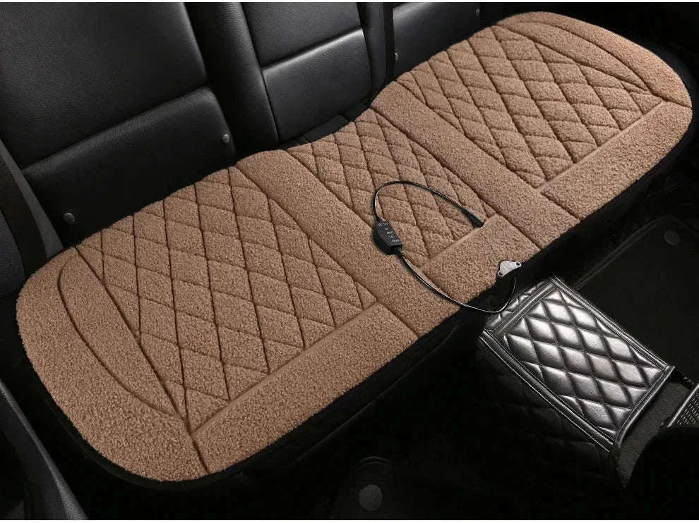 Heated Rear Car Seat Cover 12V Winter Warmth Cushion-Black 12V