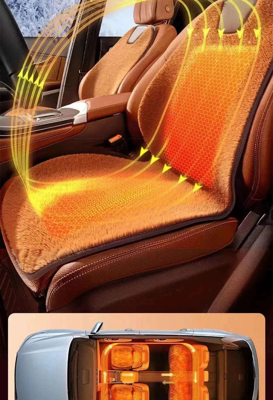 Heating Car Seat Cushion for Winter Driving-Black 1pc
