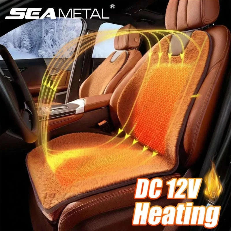 Heating Car Seat Cushion for Winter Driving-Black 1pc