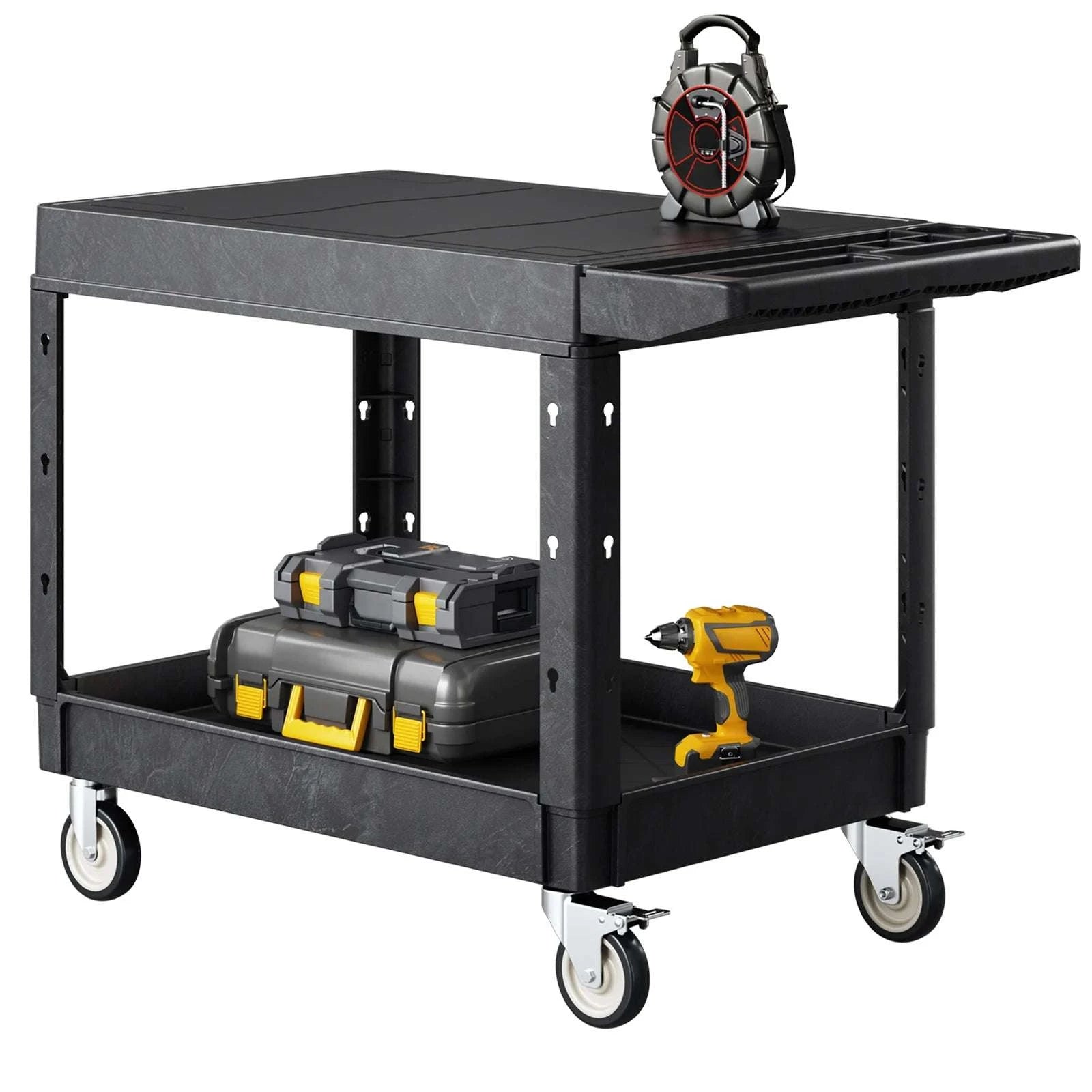 Heavy Duty 2-Tier Utility Cart with 550 lb Capacity & Swivel Wheels-44 x 25 x 34 in / france