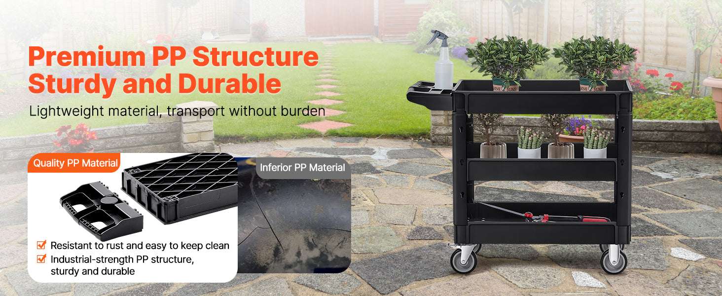 Heavy-Duty 3-Tier Utility Cart with 360° Wheels & 550 lb Capacity-C / United States