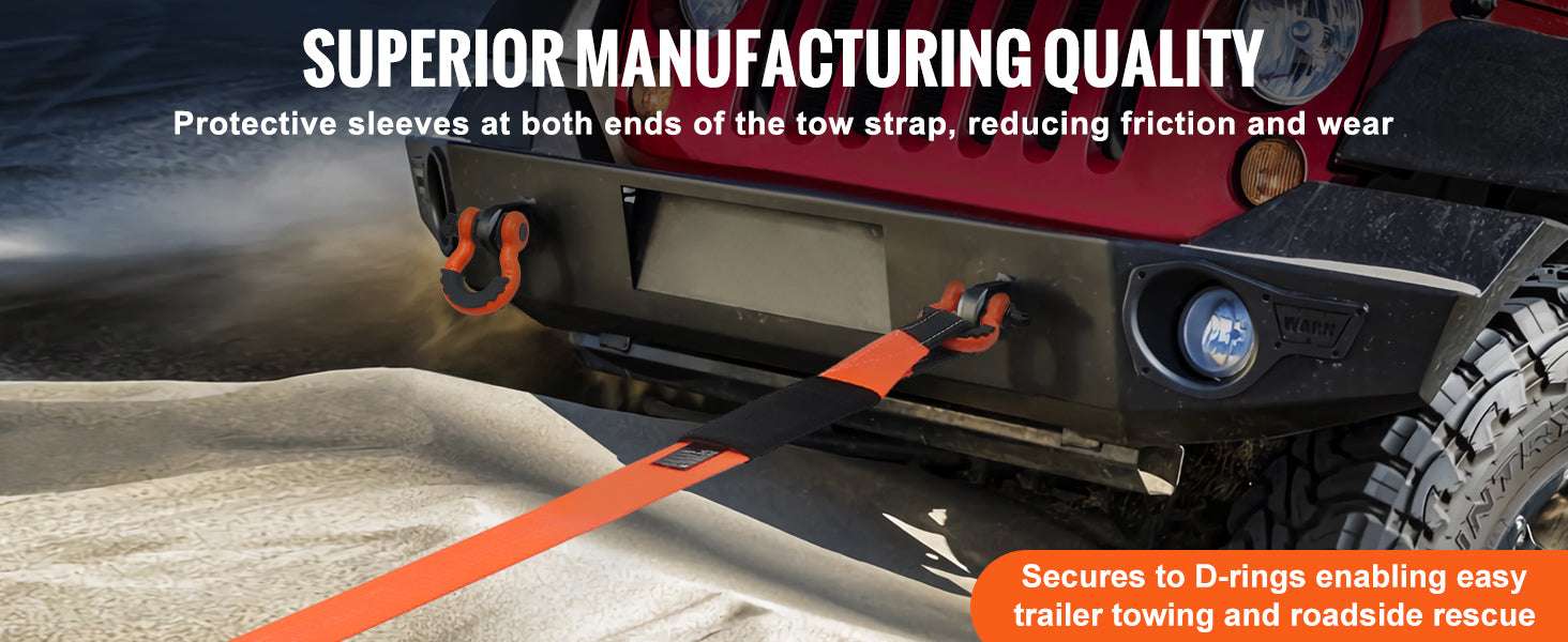 Heavy-Duty 30ft Tow Strap Recovery Kit 36000lb for Trucks SUVs-3.35 in x 30 ft / canada