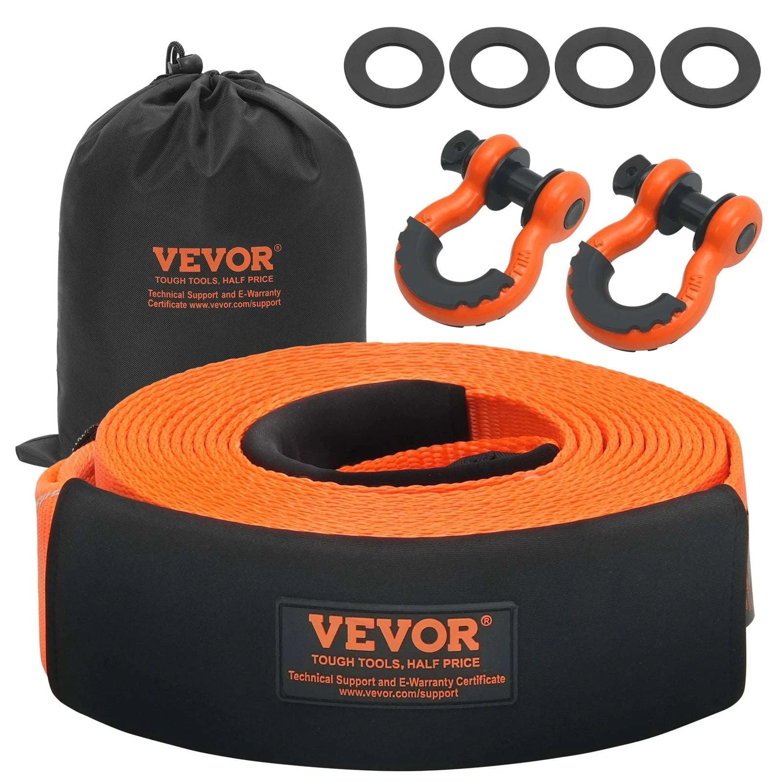 Heavy-Duty 30ft Tow Strap Recovery Kit 36000lb for Trucks SUVs-3.35 in x 30 ft / canada