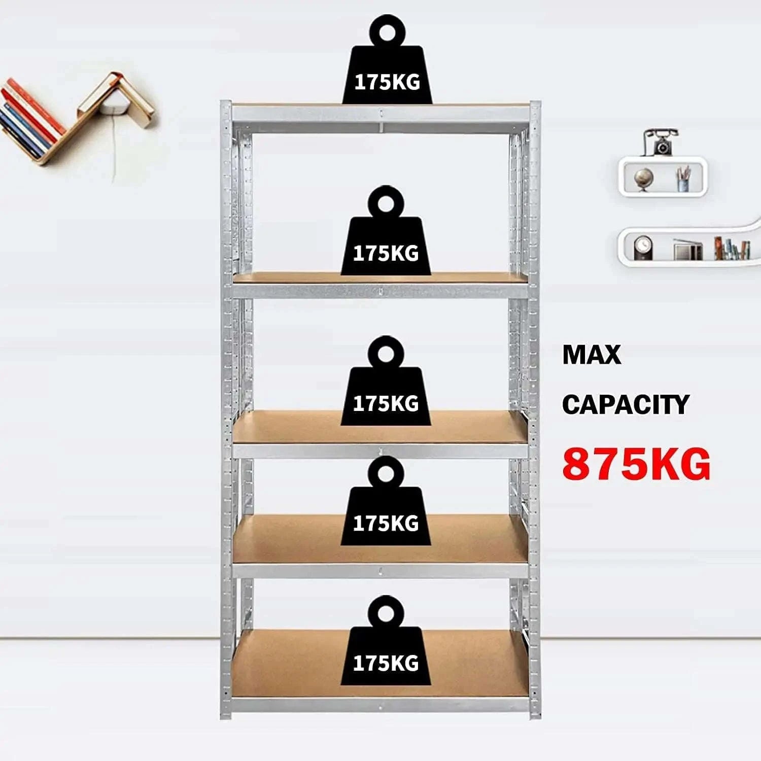Heavy Duty 5‑Tier Garage Shelving Unit-180cm Red / UNITED KINGDOM