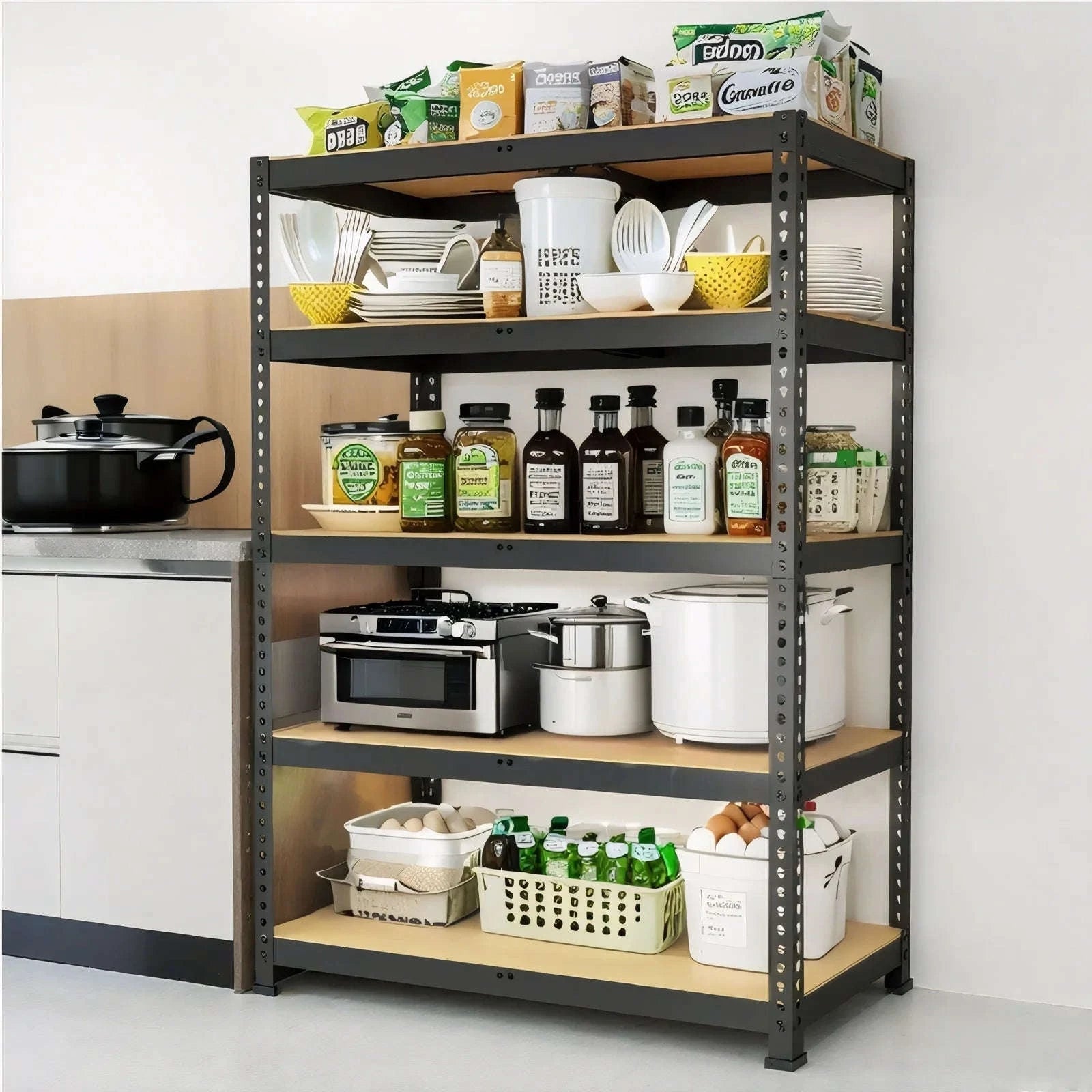 Heavy Duty 5-Tier Garage Shelving Unit 2000 lb Capacity Adjustable-60 H Black / United States