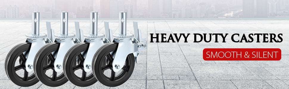 Heavy Duty 8" Scaffolding Swivel Casters Set with Dual Lock Brakes-4pcs / CZECH REPUBLIC