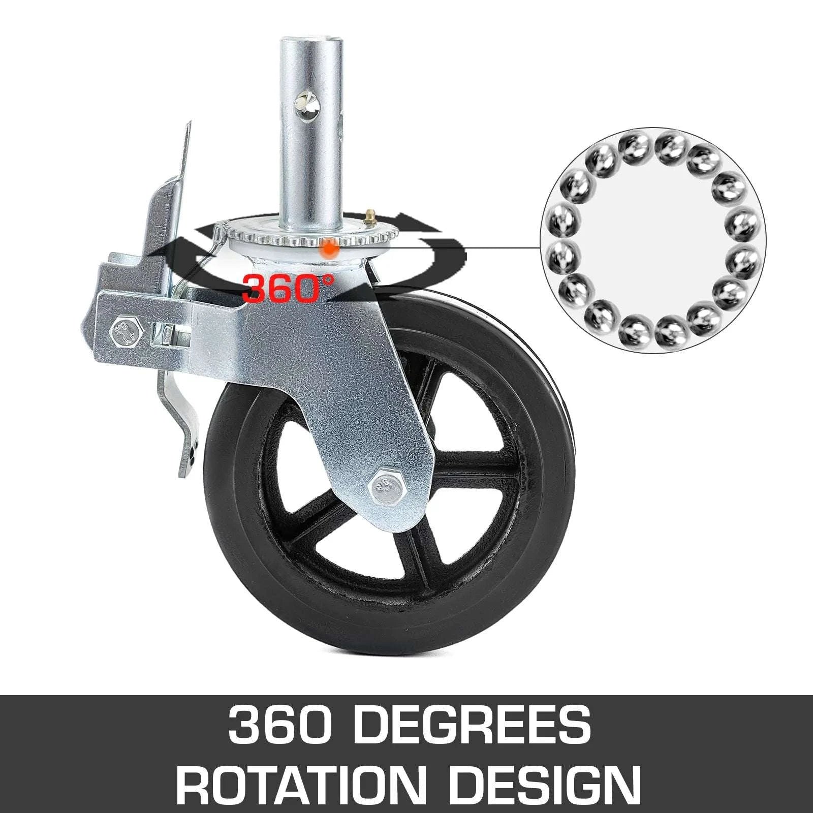 Heavy Duty 8" Scaffolding Swivel Casters Set with Dual Lock Brakes-4pcs / CZECH REPUBLIC