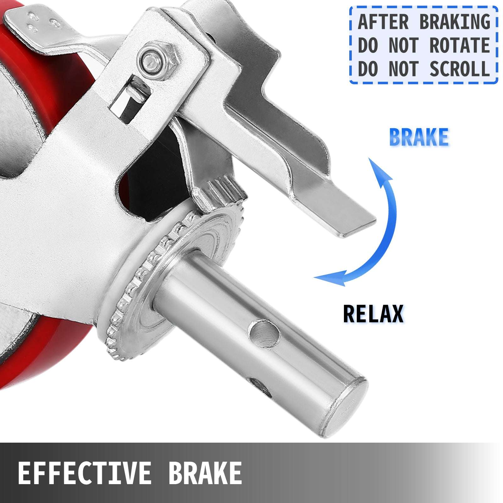 Heavy Duty 8" Swivel Caster Wheels Set with Brake – 4400 lbs Capacity-8 Inch / United States