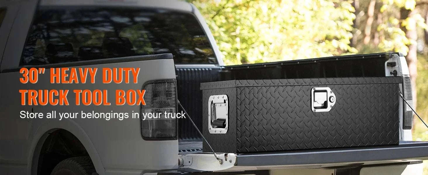 Heavy Duty Aluminum Truck Bed Tool Box with Lock and Handles-30x13x9.6in Silver / United States