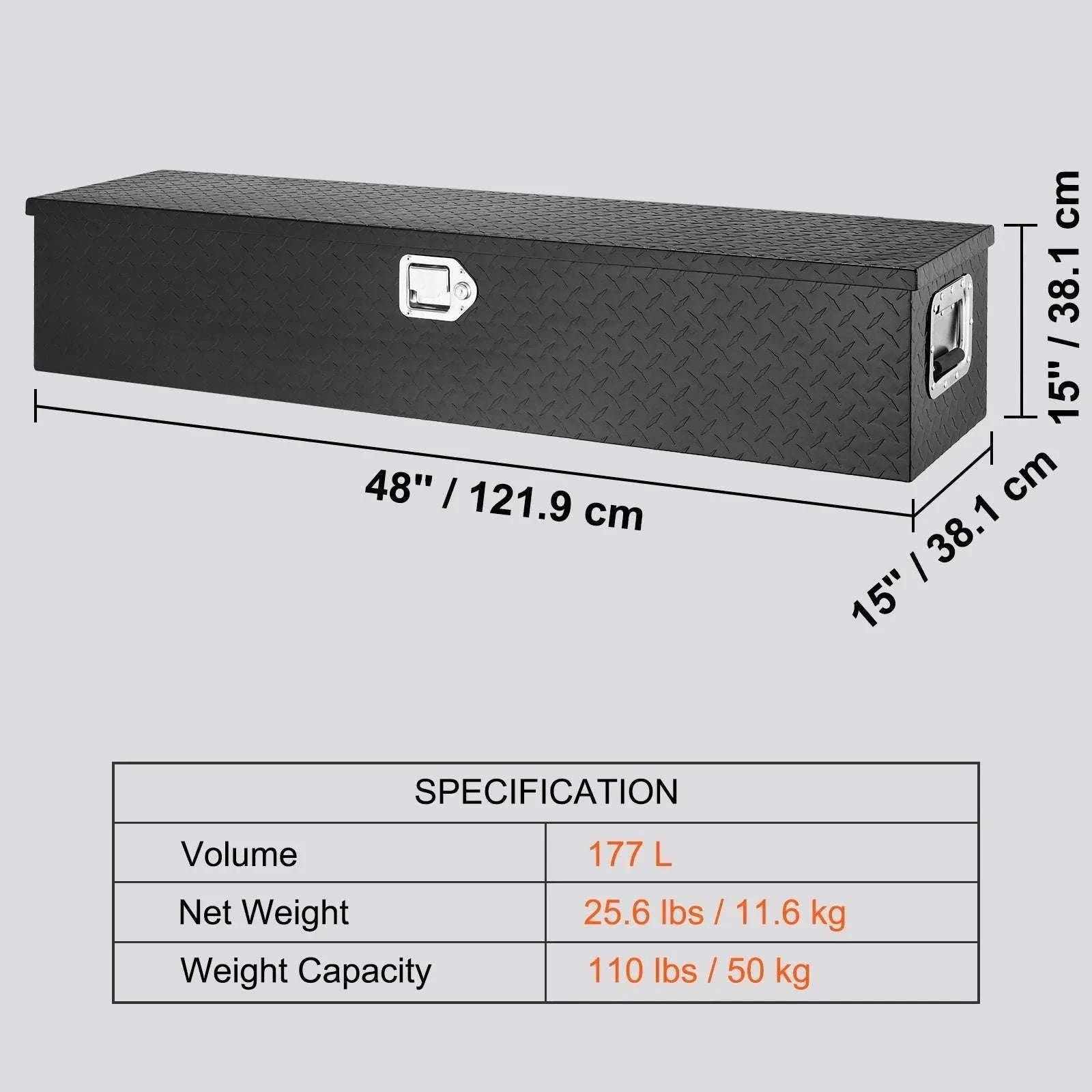 Heavy Duty Aluminum Truck Bed Tool Box with Lock and Handles-30x13x9.6in Silver / United States
