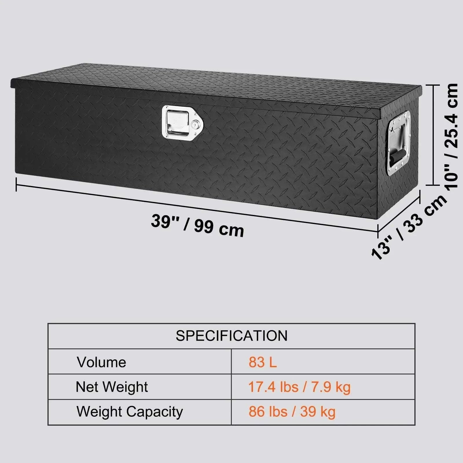 Heavy Duty Aluminum Truck Bed Tool Box with Lock and Handles-30x13x9.6in Silver / United States